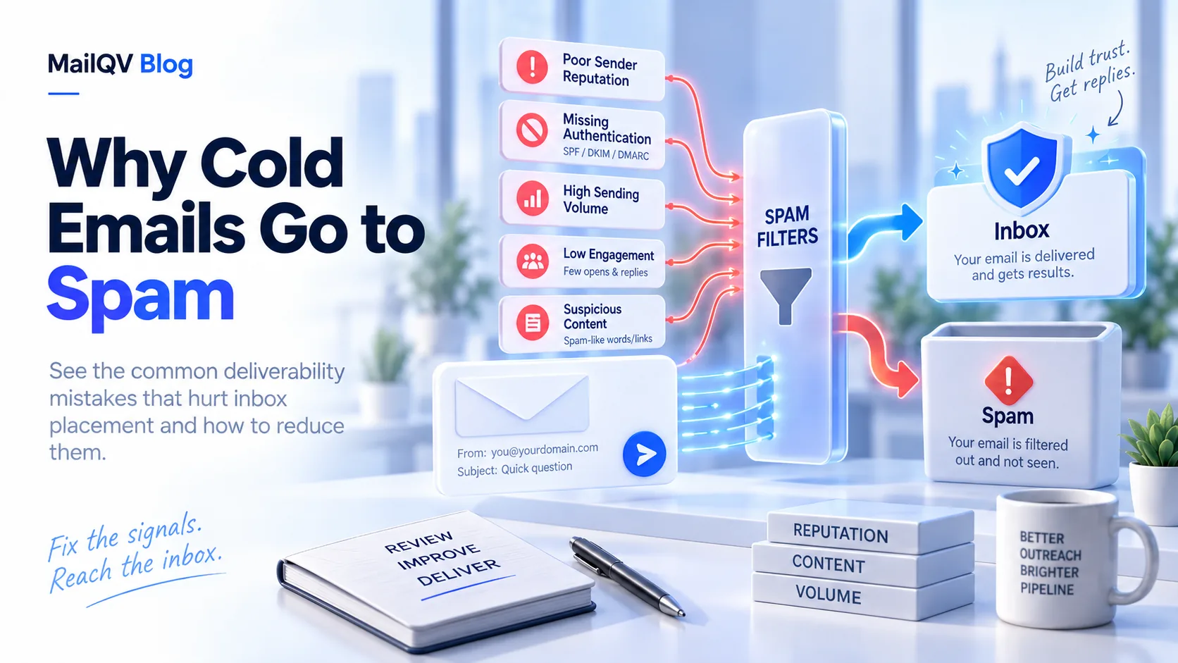 Why Cold Emails Go to Spam illustrated guide